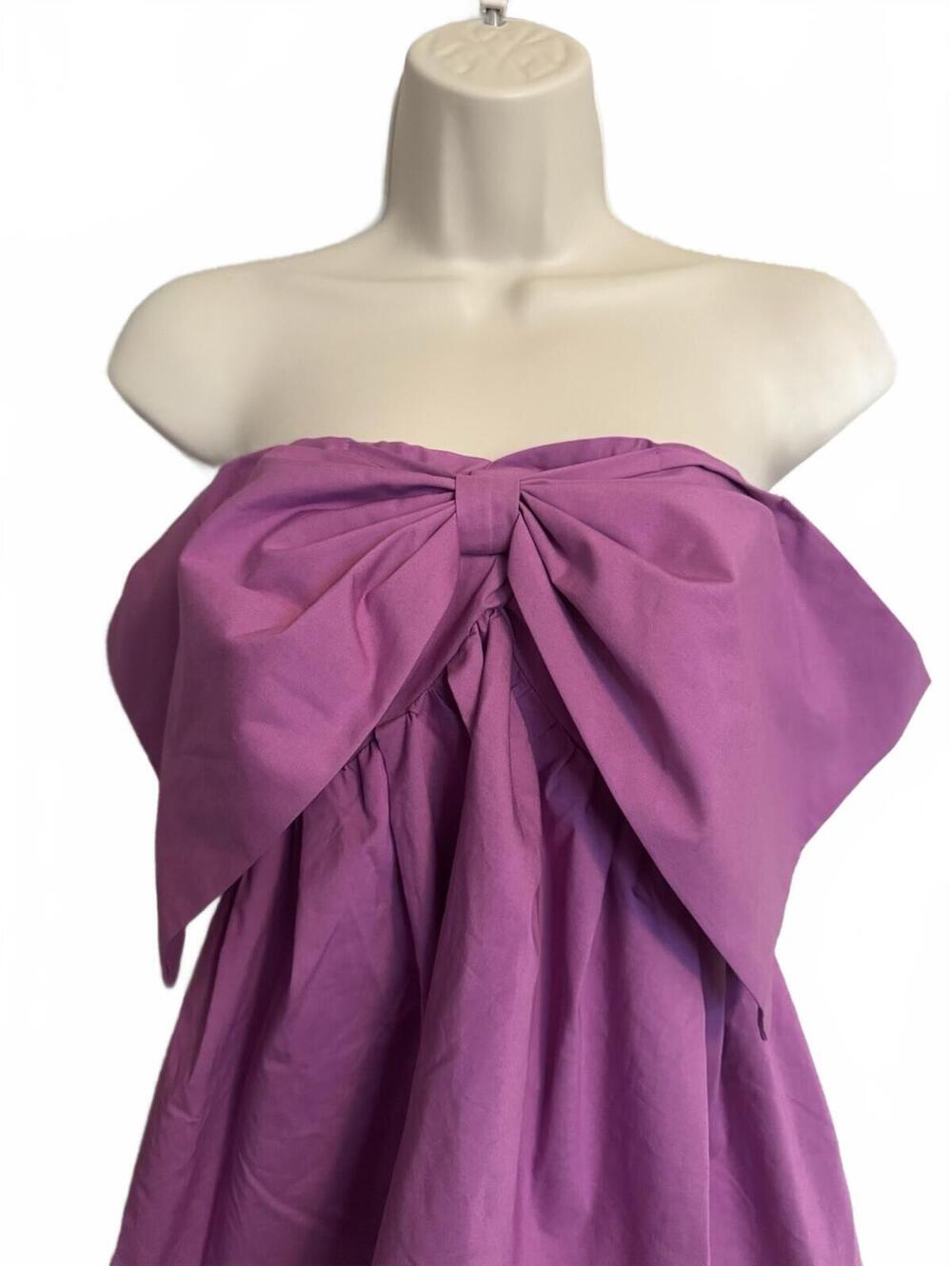 Express Women's Purple Bow Front Strapless Zip Lined Top Size Large New With Tag